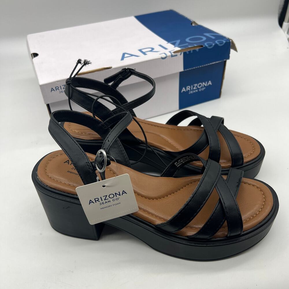 Arizona Jean Co Womens Elrose Heeled Sandals Black Color Size 9M